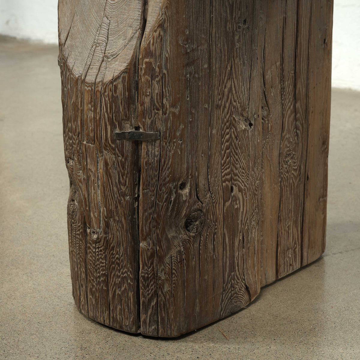 101 Inches Long Heritage Timber Beam Console, Weathered natural brown with soft grey undertones