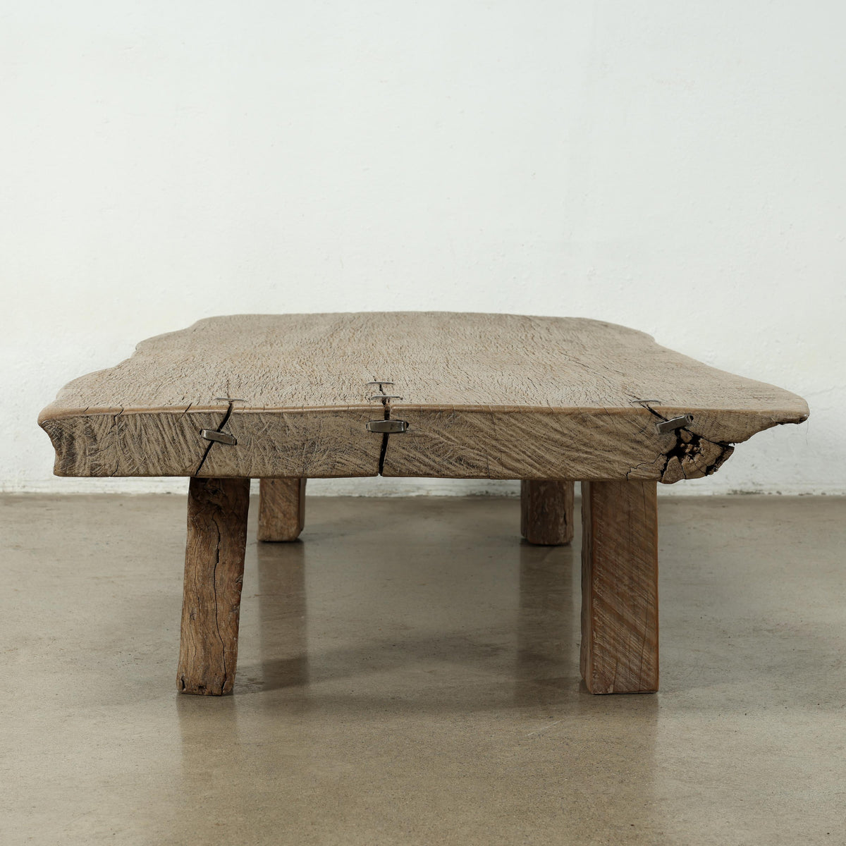 Live Edge Vintage Coffee Table Weathered Natural Oak 66x34x15H