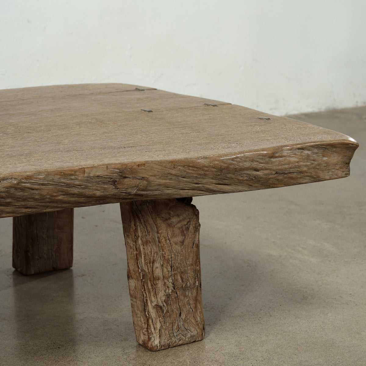 Live Edge Vintage Coffee Table Weathered Natural Oak 66x34x15H
