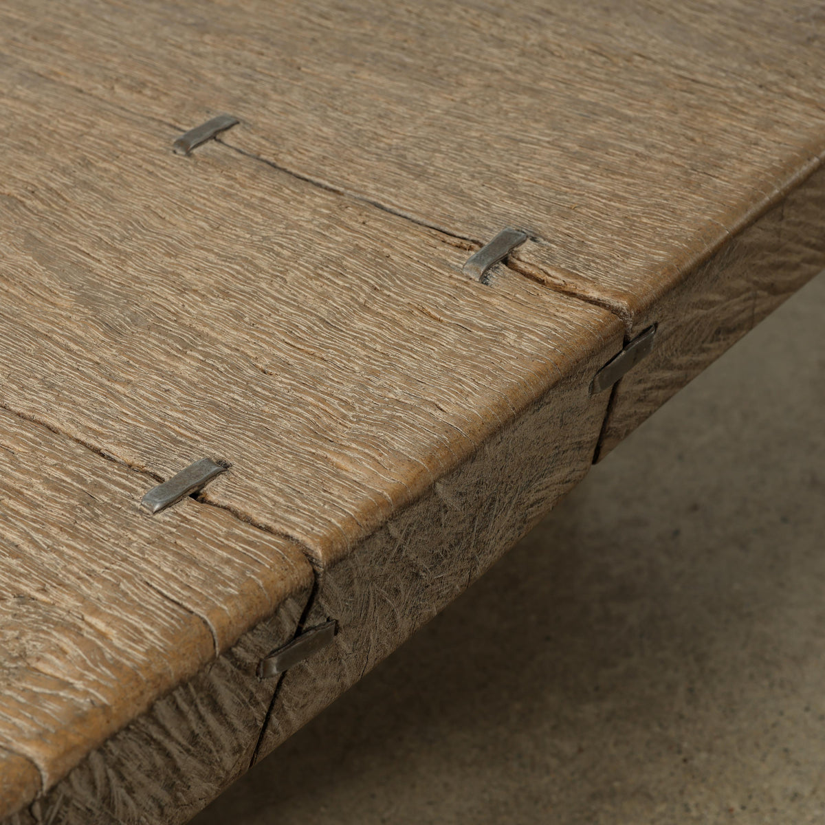Live Edge Vintage Coffee Table Weathered Natural Oak 66x34x15H