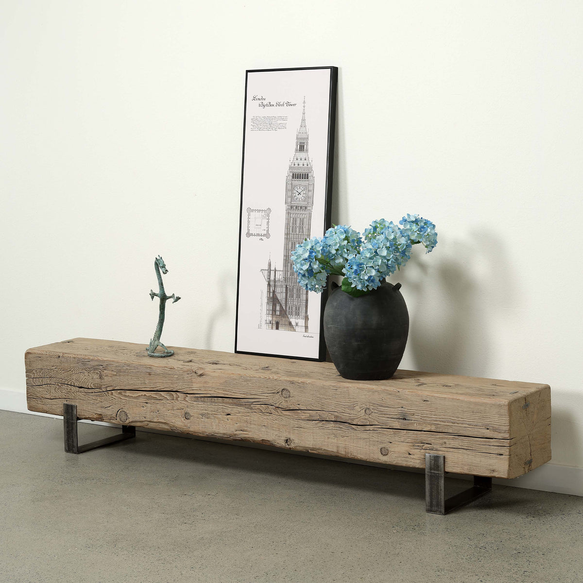 Approx 85 Inches Long 14 Inches Deep Vintage Timber Block Bench