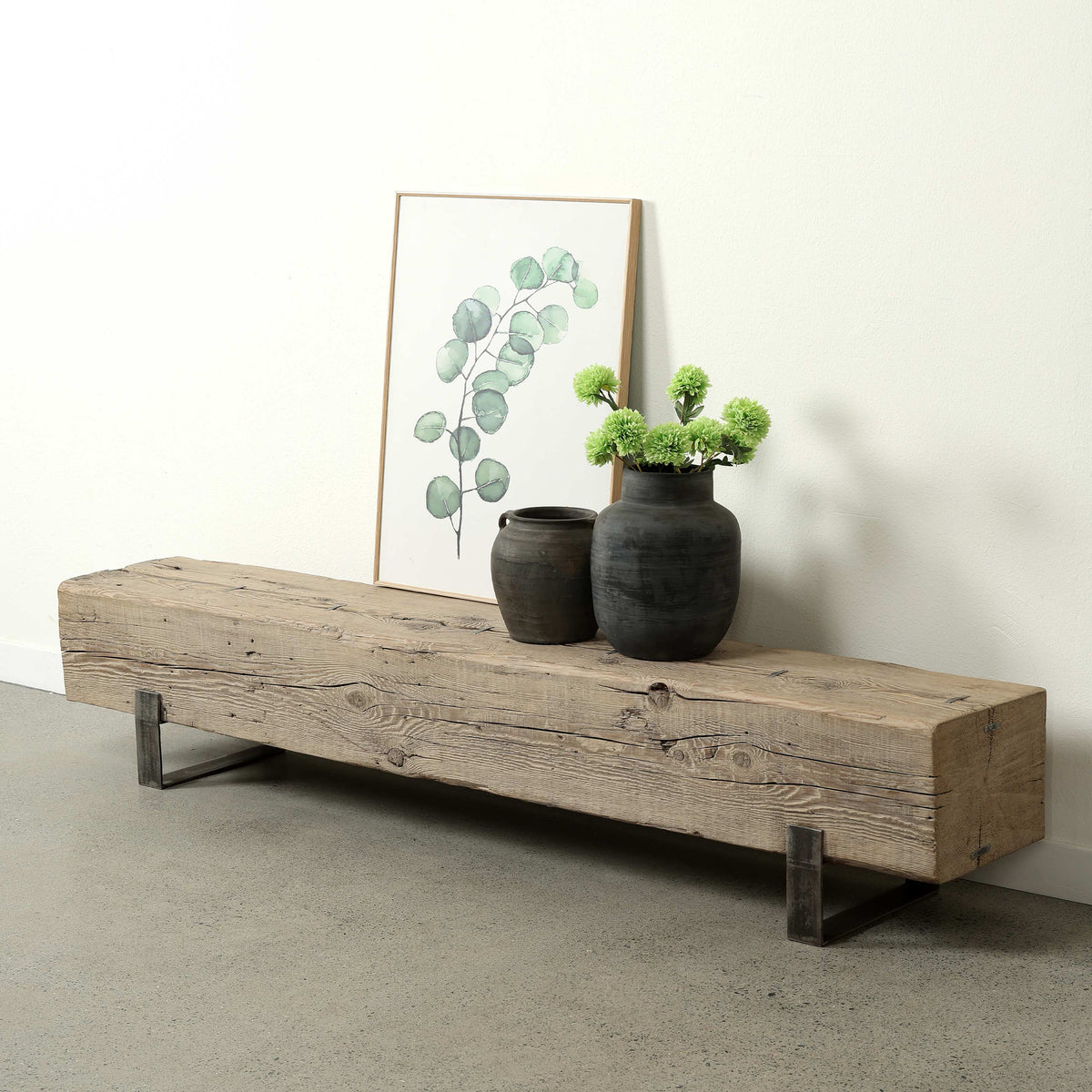 Approx 84 Inches Long 14 Inches Deep Vintage Timber Block Bench