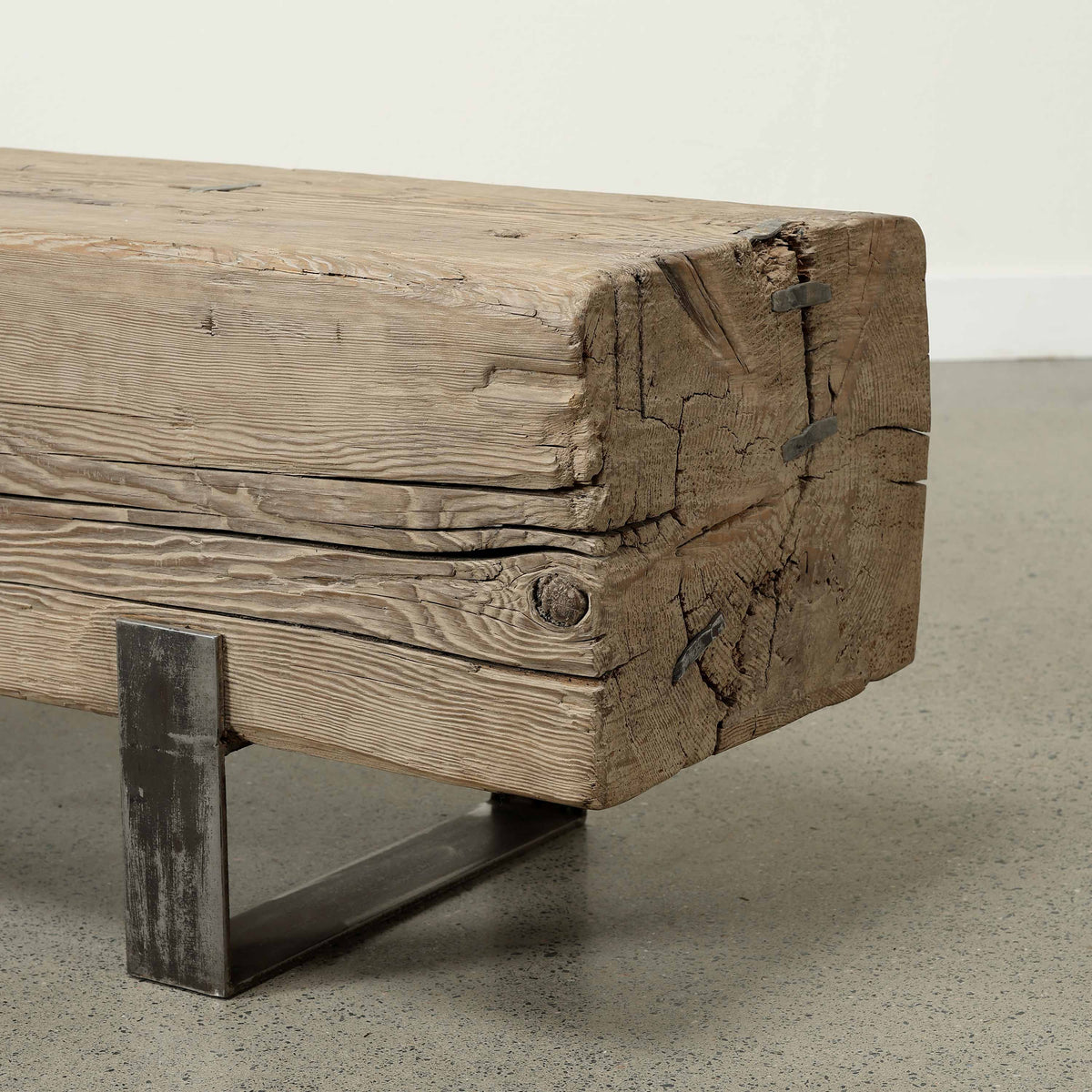Approx 84 Inches Long 14 Inches Deep Vintage Timber Block Bench
