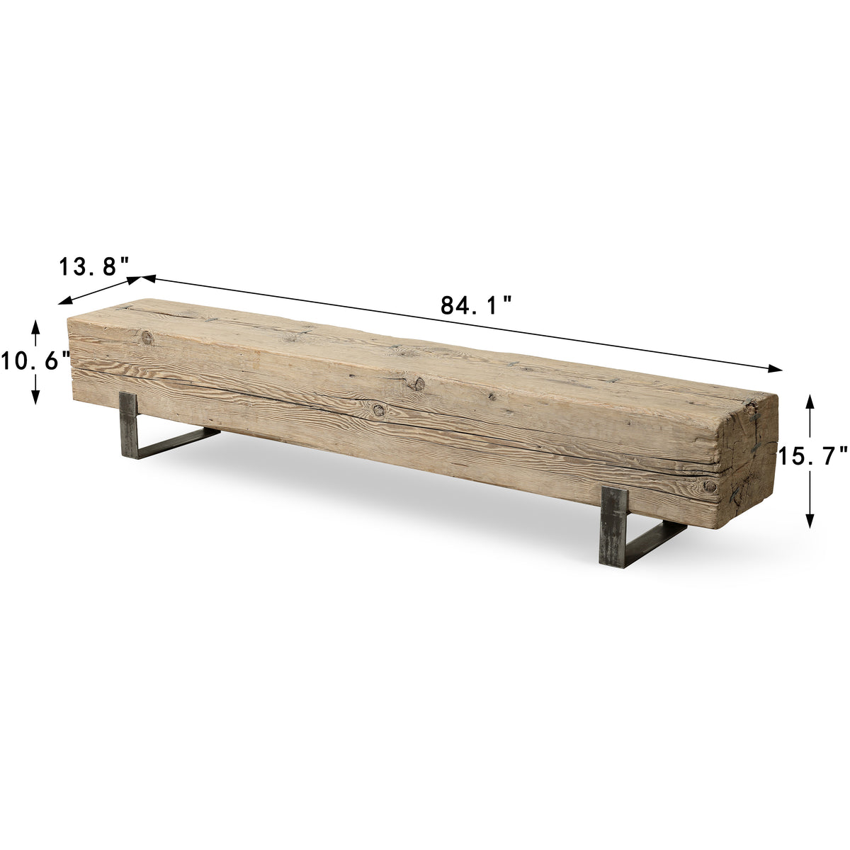 Approx 84 Inches Long 14 Inches Deep Vintage Timber Block Bench