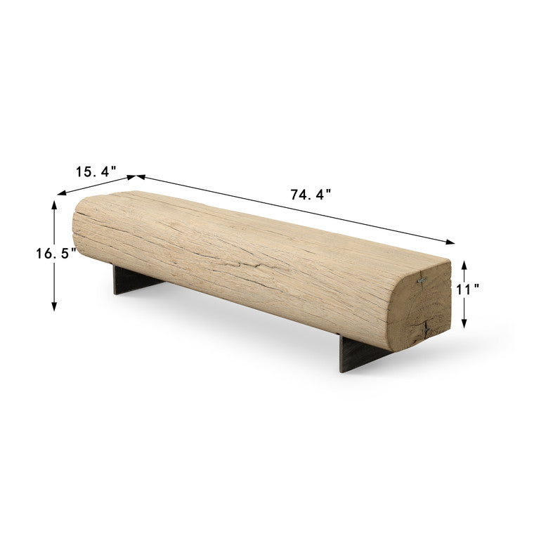 Approx 72-78 Inches Long 14-16 Inches Deep Vintage Timber Block Bench with Metal Stand image 3