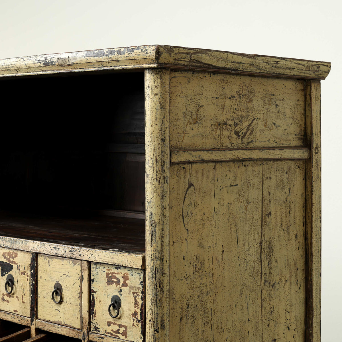 Approx. 45" Wide 70" Tall Vintage Pharmacy Cabinet with Open Display Shelf