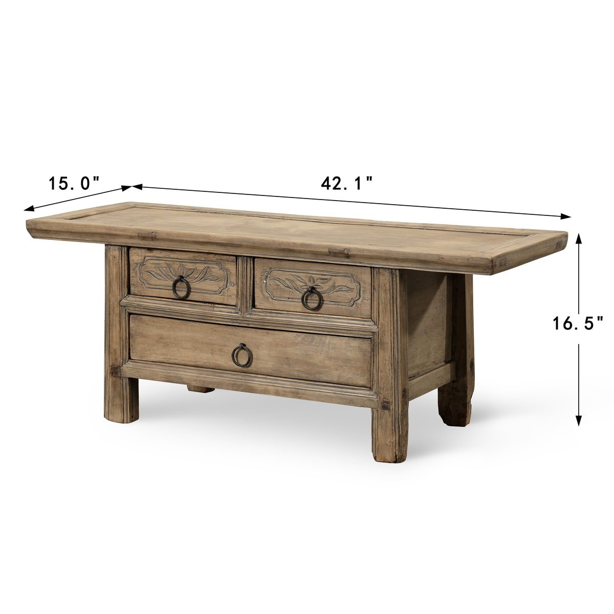 Approx. 42" Wide 15" Deep Vintage Table with Three Drawers