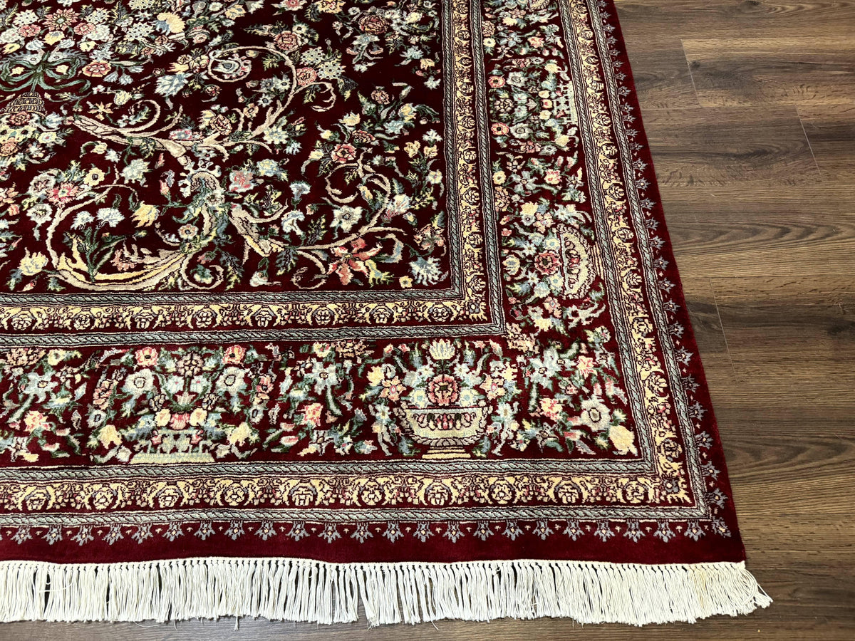 Burgundy Persian Rug 8x10, Pak Persian Floral Carpet, Very Fine 300 KPSI - Jewel Rugs, view 9