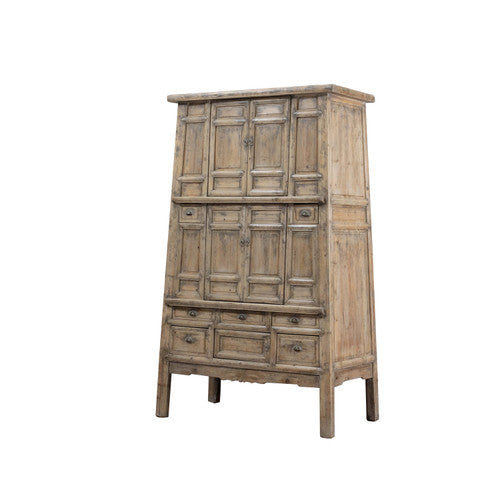 Approx 86" High A-Shaped Antique Cabinet with 7 Drawers Weathered Natural image 2