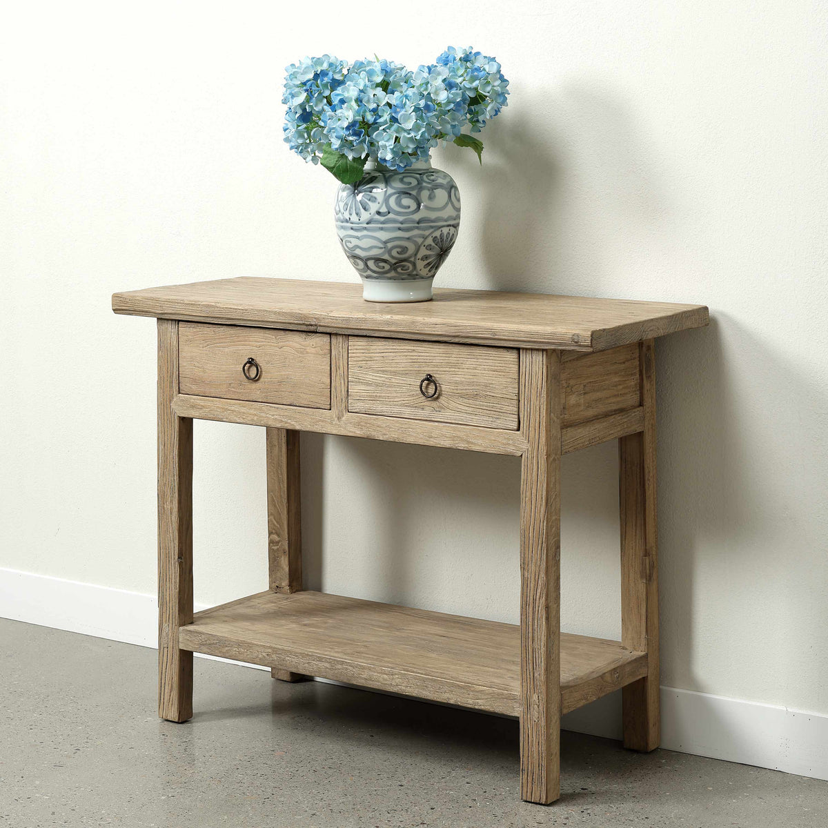 Approx 43" Wide Console with Two Drawers Weathered Natural