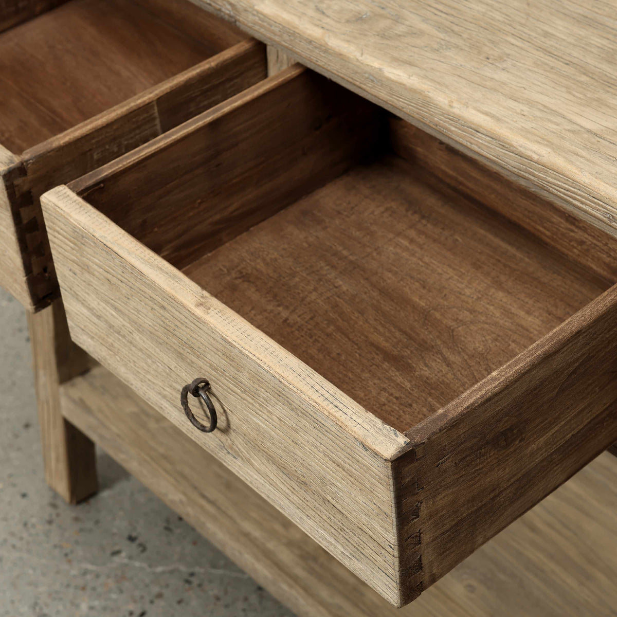 Approx 43" Wide Console with Two Drawers Weathered Natural