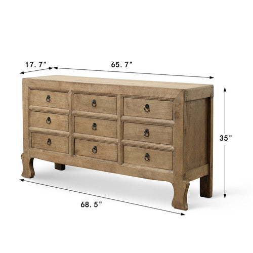 Approx. 66" Wide Antique Sideboard with 9 Drawers Walnutwood Weathered Natural image 2