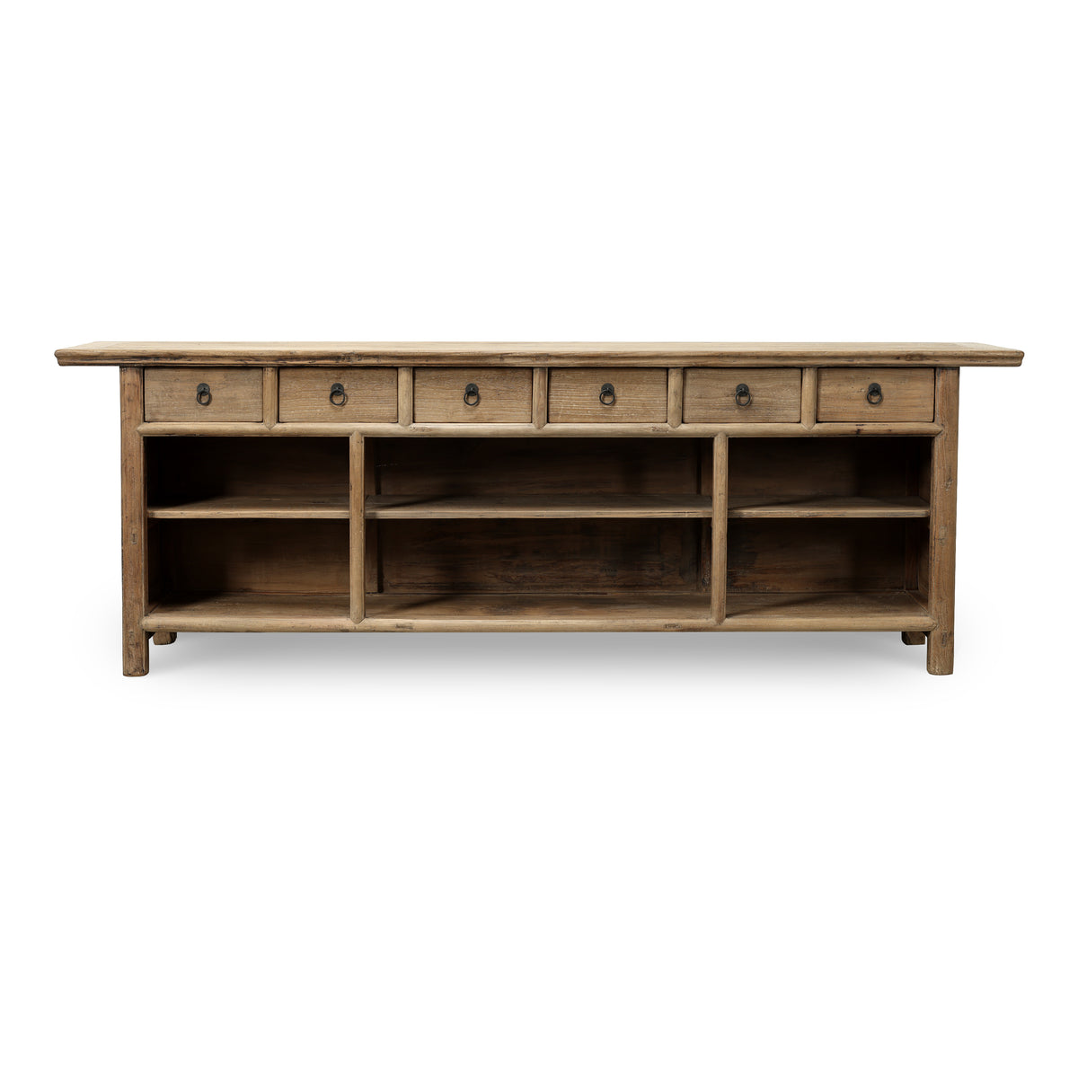 Approx. 104" Wide Vintage Sideboard with 6 Drawers, Weathered Natural