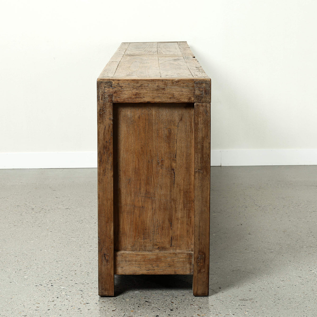 Approx. 107" Wide Vintage Countertable with 6 Drawers, Walnut Wood Weathered Natural