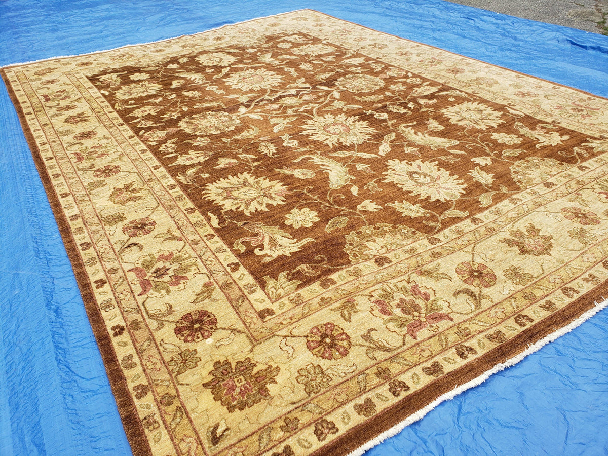 Indo Persian Rug 10x14, Mahal Sultanabad Oriental Carpet, Burnt Orange & Beige, Handmade Wool Area Rug - Jewel Rugs, view 3
