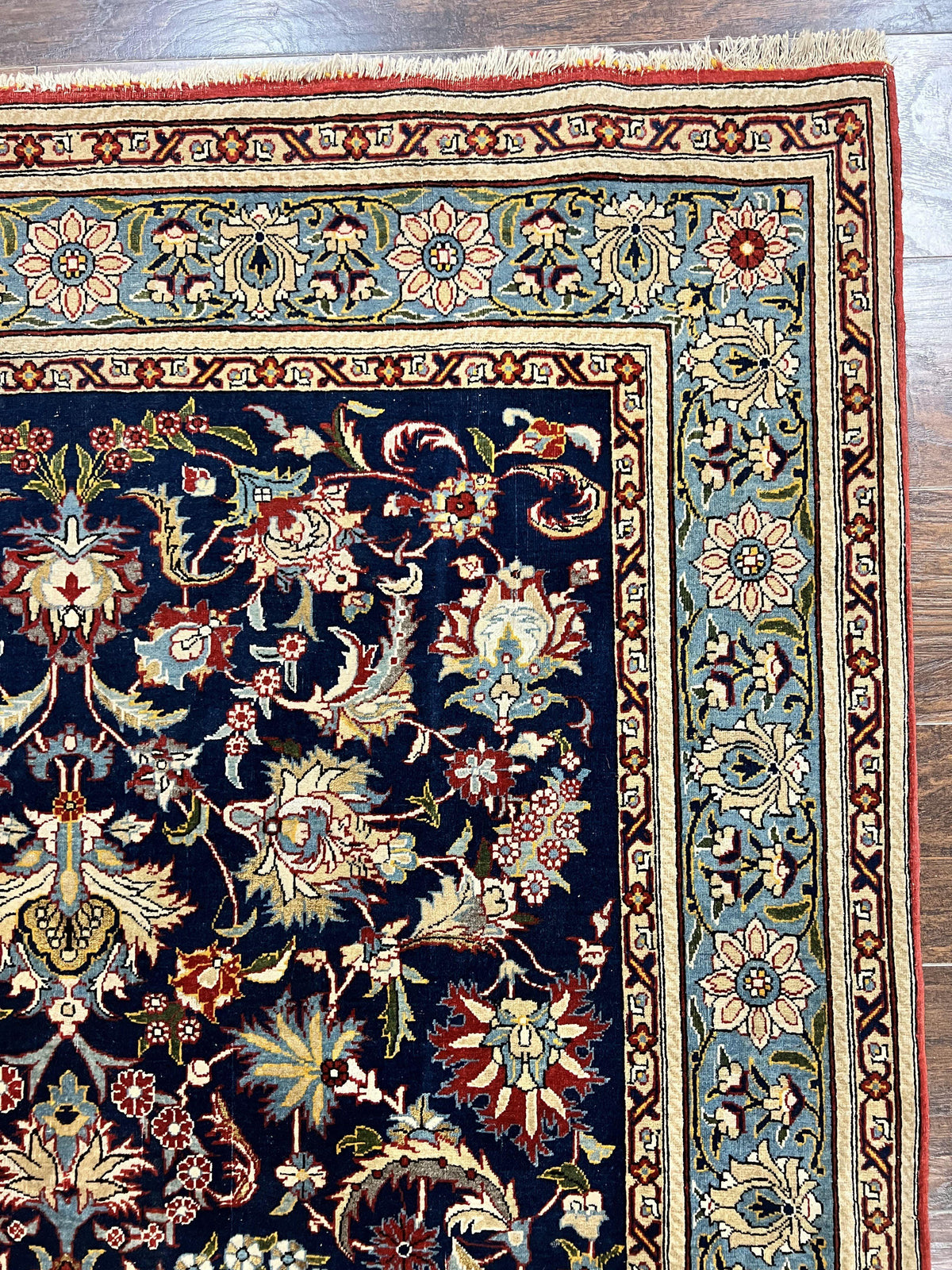 Blue Persian Qum Rug 5x7, Very Fine and Wonderful Authentic Persian Carpet, Wool Hand Knotted Vintage Semi Antique Oriental Rug, Floral, Ghom Qom Rug - Jewel Rugs, view 7