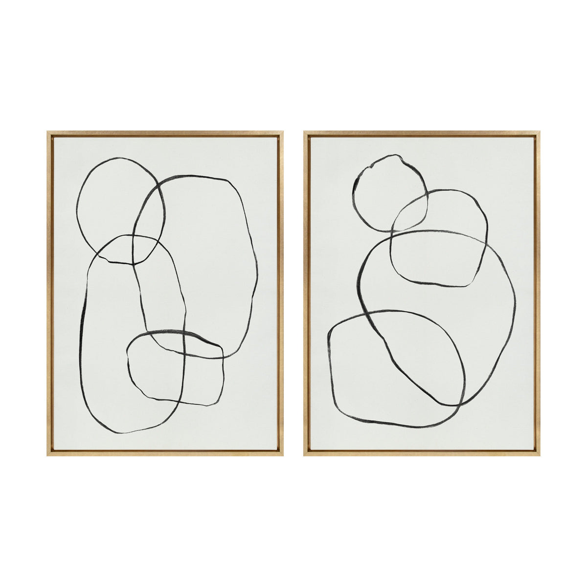 Sylvie Going in Circles Framed Textured Canvas Set by Teju Reval