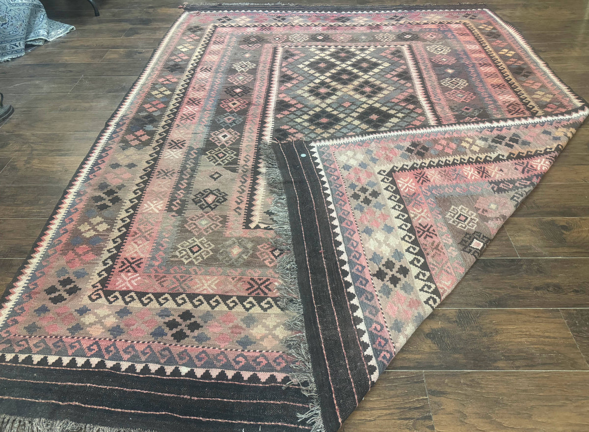 Persian Kurdish Kilim Rug 8x10, Large Flatweave Tribal Bohemian Rug, Vintage Zarand Kilim - Jewel Rugs, view 12