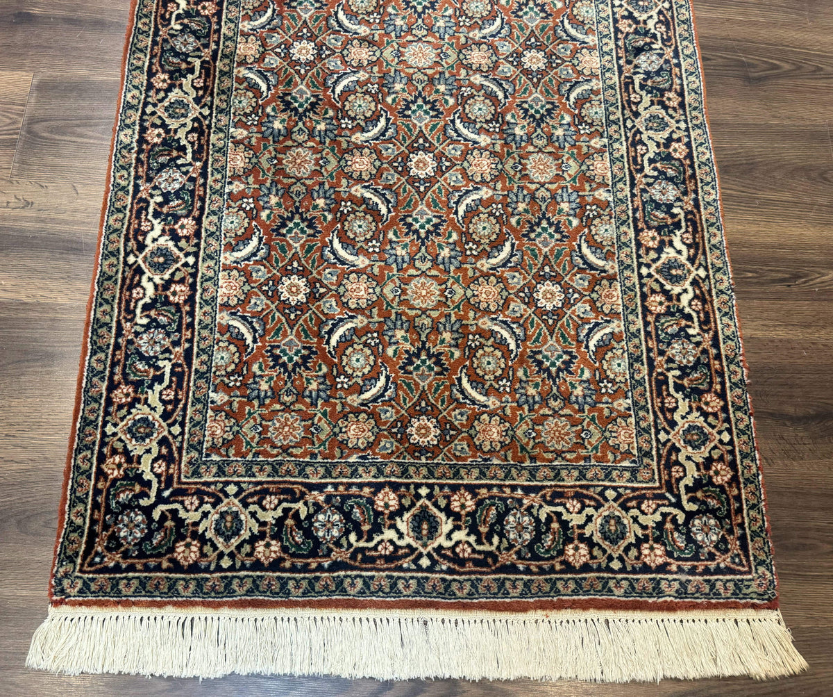 Indo Persian Bijar Rug 3x5, Red and Navy Blue, Allover Pattern, Fine Hand Knotted Wool Carpet - Jewel Rugs, view 6
