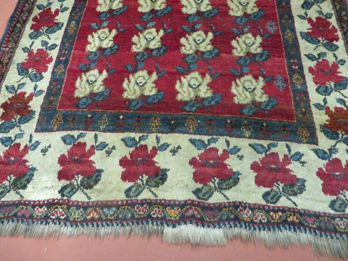 4' X 5' Semi Antique Handmade Fine Turkish Flowers Bouquet Wool Rug Nice - Jewel Rugs, view 6