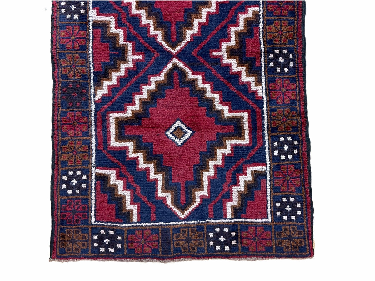 3 X 5 Vintage Handmade Tribal Wool Rug Balouchi Rug Afghan Rug Red Beige Nice - Jewel Rugs, view 6