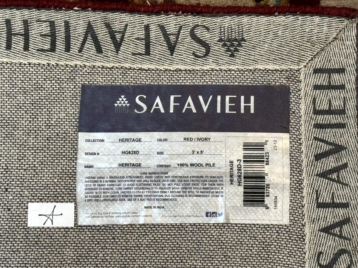 Small Floral Wool Rug 3x5, Safavieh Heritage Collection, Dark Red, Pair B - Jewel Rugs, view 11