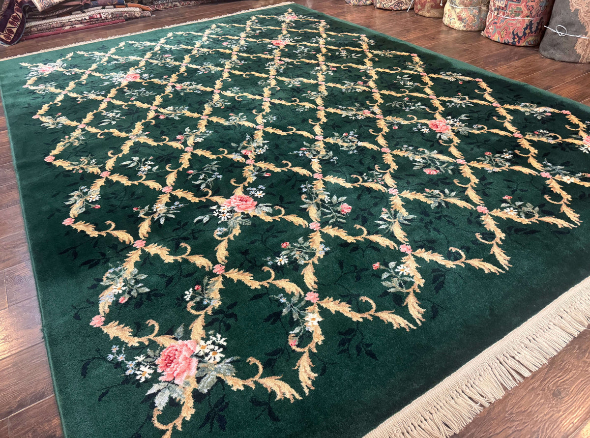 Karastan Garden of Eden Rug 8.8 x 11.8, Green Savonnerie 509/1733, Wool - Jewel Rugs, view 15