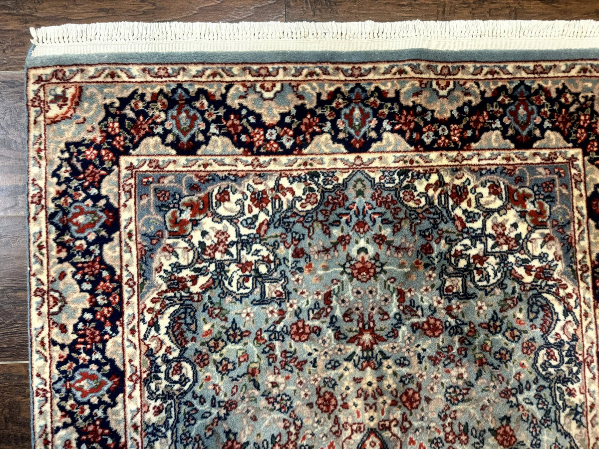 Indo Persian Kerman Rug 3x5, Light Blue, Floral Medallion - Jewel Rugs, view 7