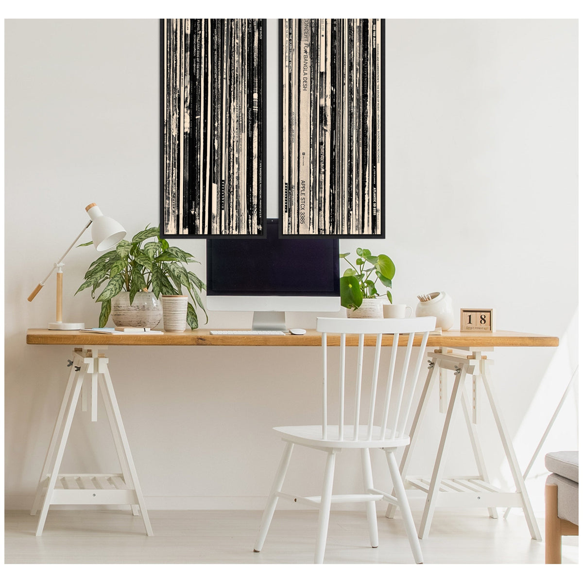 33 RPM Black and White Panel No. 1 & 2 2 Piece Framed Canvas Wall Art Set by Robert Cadloff