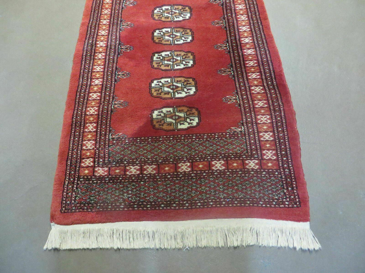 2' 8" X 10' Vintage Handmade Bokhara Turkoman Pakistani Wool Runner Rug Nice - Jewel Rugs, view 5