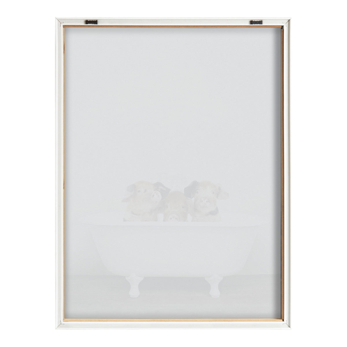 Blake Three Little Pigs in Vintage Bathtub Framed Printed Glass by Amy Peterson Art Studio