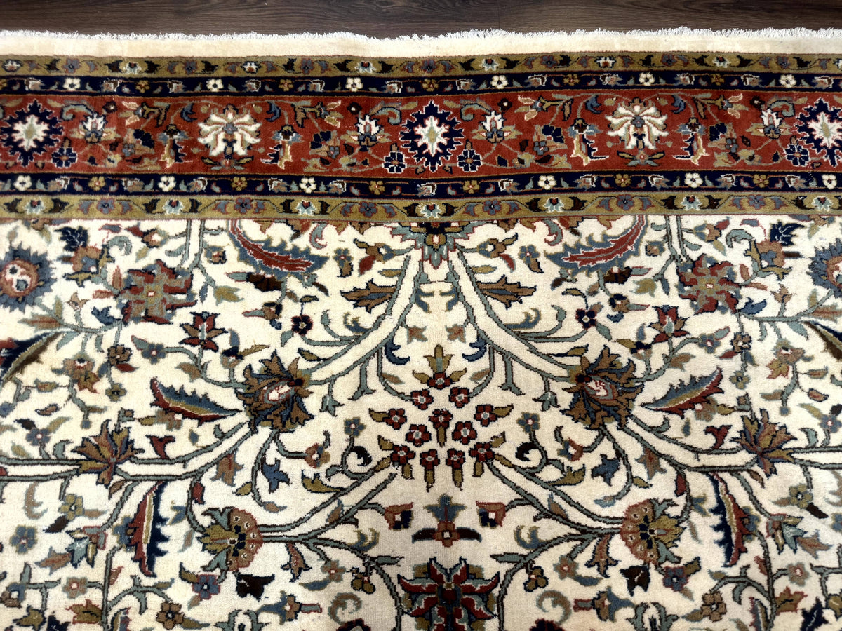 Indo Persian Rug 9x12, Ivory and Red, Traditional Wool Oriental Carpet - Jewel Rugs, view 3