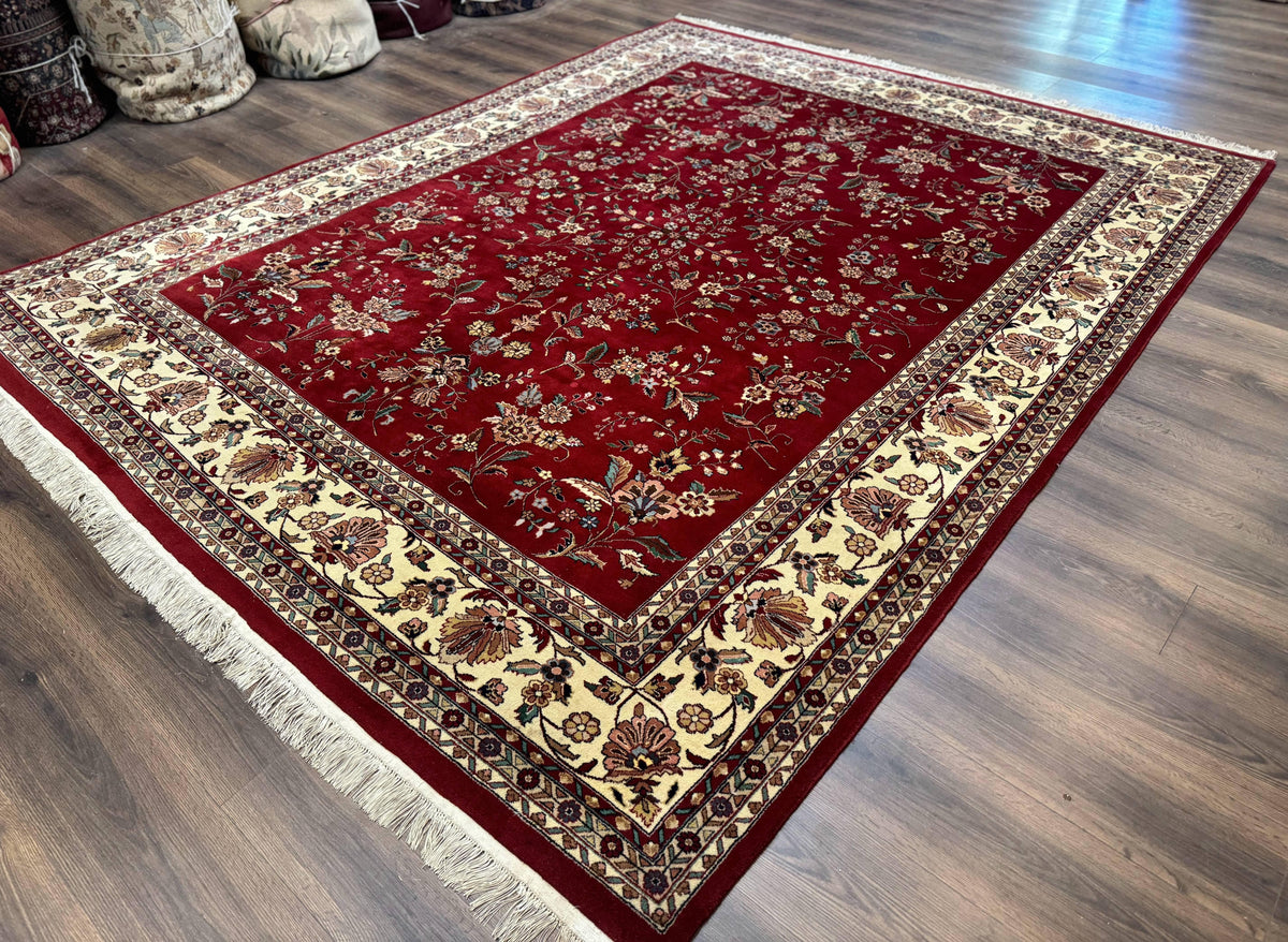 Indo Persian Rug 8x10, Red and Cream, Floral, Pande Cameron - Jewel Rugs, view 3