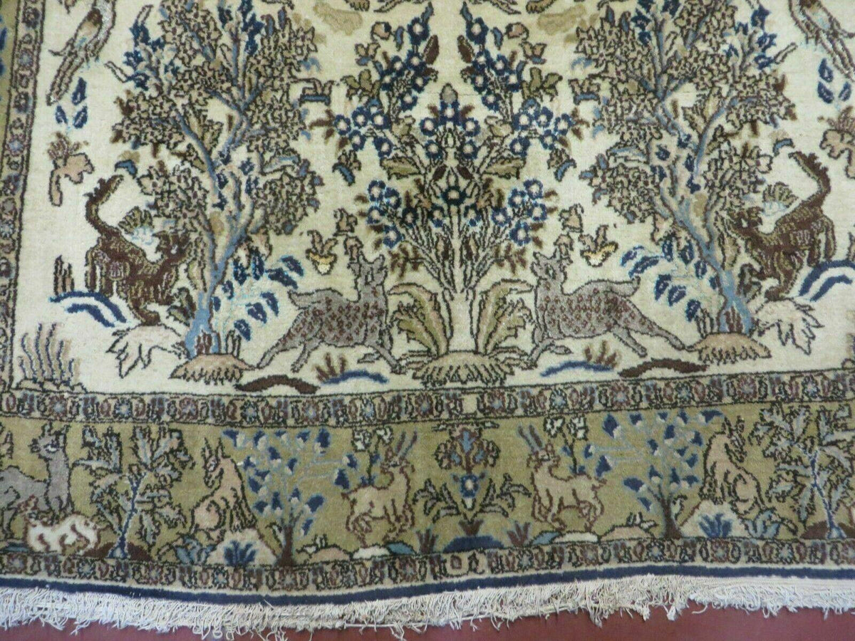 4' X 6 Handmade India Oriental Fine Pictorial Tree Of Life Wool Silk Rug Wow - Jewel Rugs, view 6