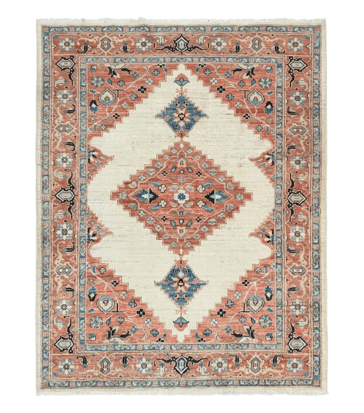 Peshawar Rug 5x7, Wool Hand Knotted Handmade Vintage Carpet, Serapi Design, Pakistani Rug 5 x 7 ft, Medium Sized, Geometric Rug - Jewel Rugs