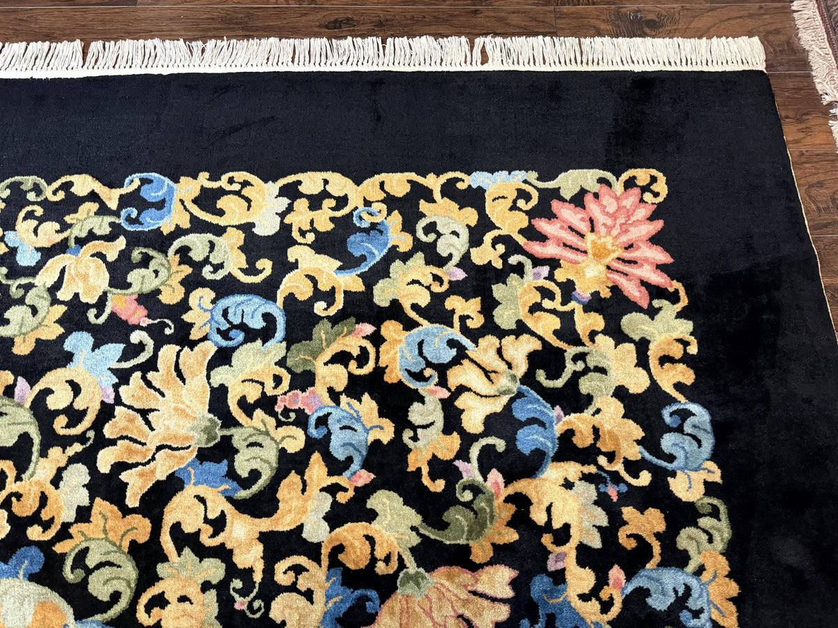 Antique Chinese Peking Rug 12.6 x 14.9, Palace Size Asian Oriental Carpet, Art Deco Rug, Rare - Jewel Rugs, view 8