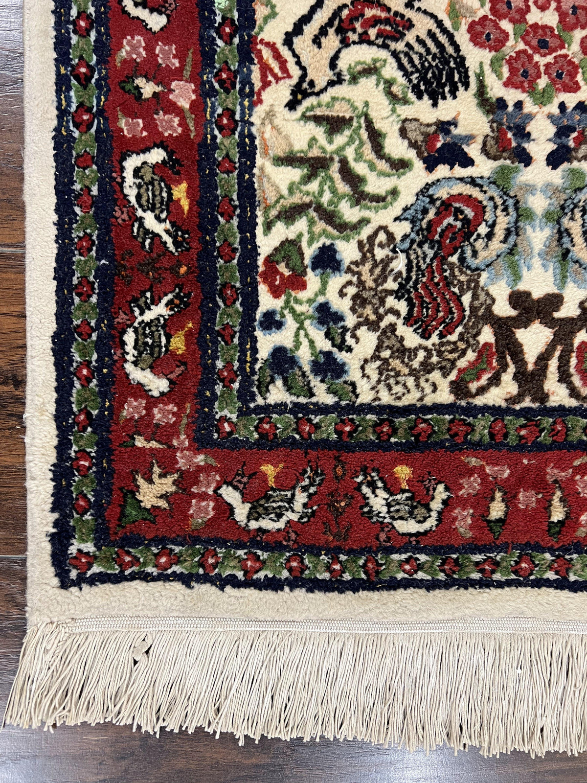 Small Indo Persian Rug 2x3 ft, Wool with Silk Highlights, Animal Pictorials, Birds - Jewel Rugs, view 8