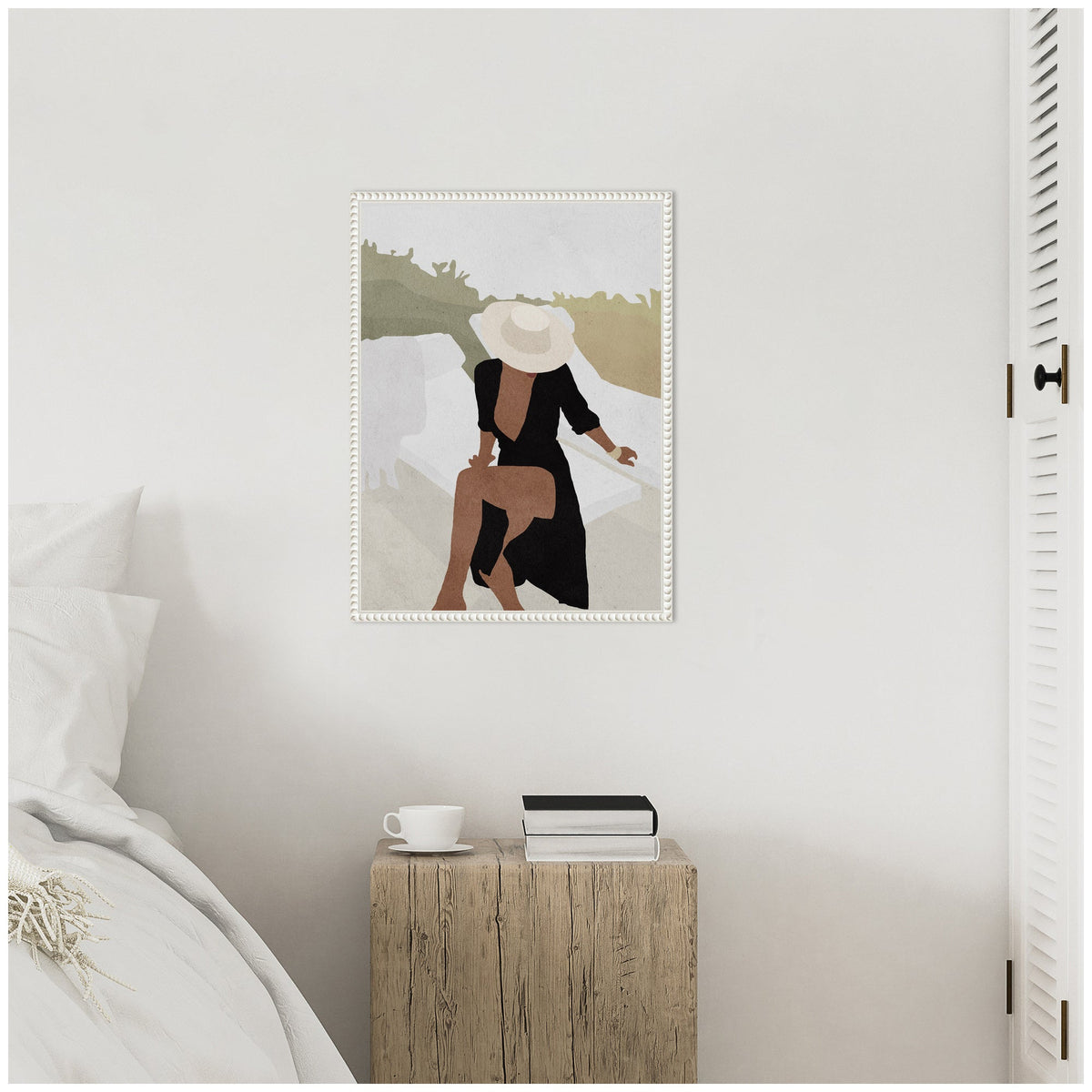 Sylvie Elegant Woman in Hat Framed Canvas by July Art Prints