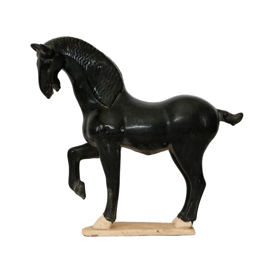 Terra Cotta Tang Horse Hoof Up, Black Glazed image 0