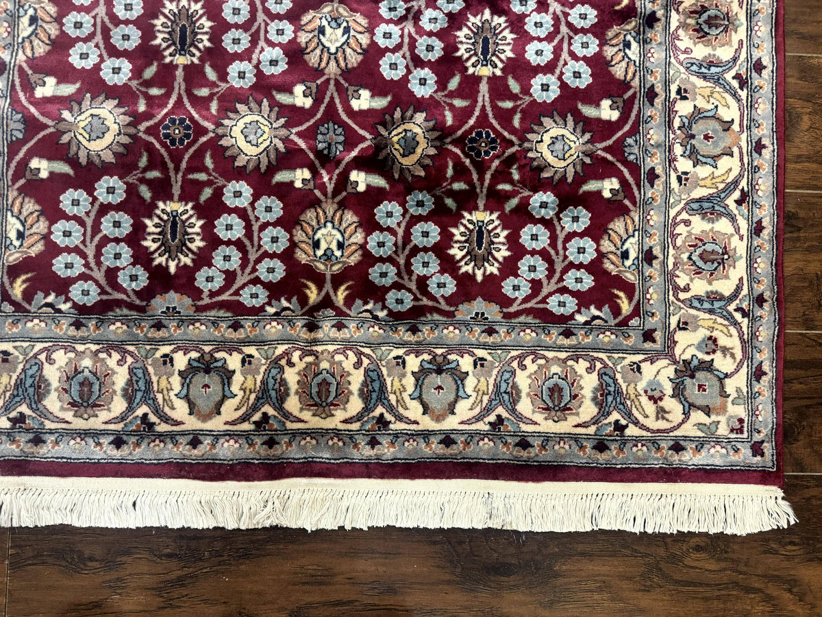 Pak Persian Rug 4x6, Floral Allover, Vintage Wool Carpet, Plum and Ivory - Jewel Rugs, view 10