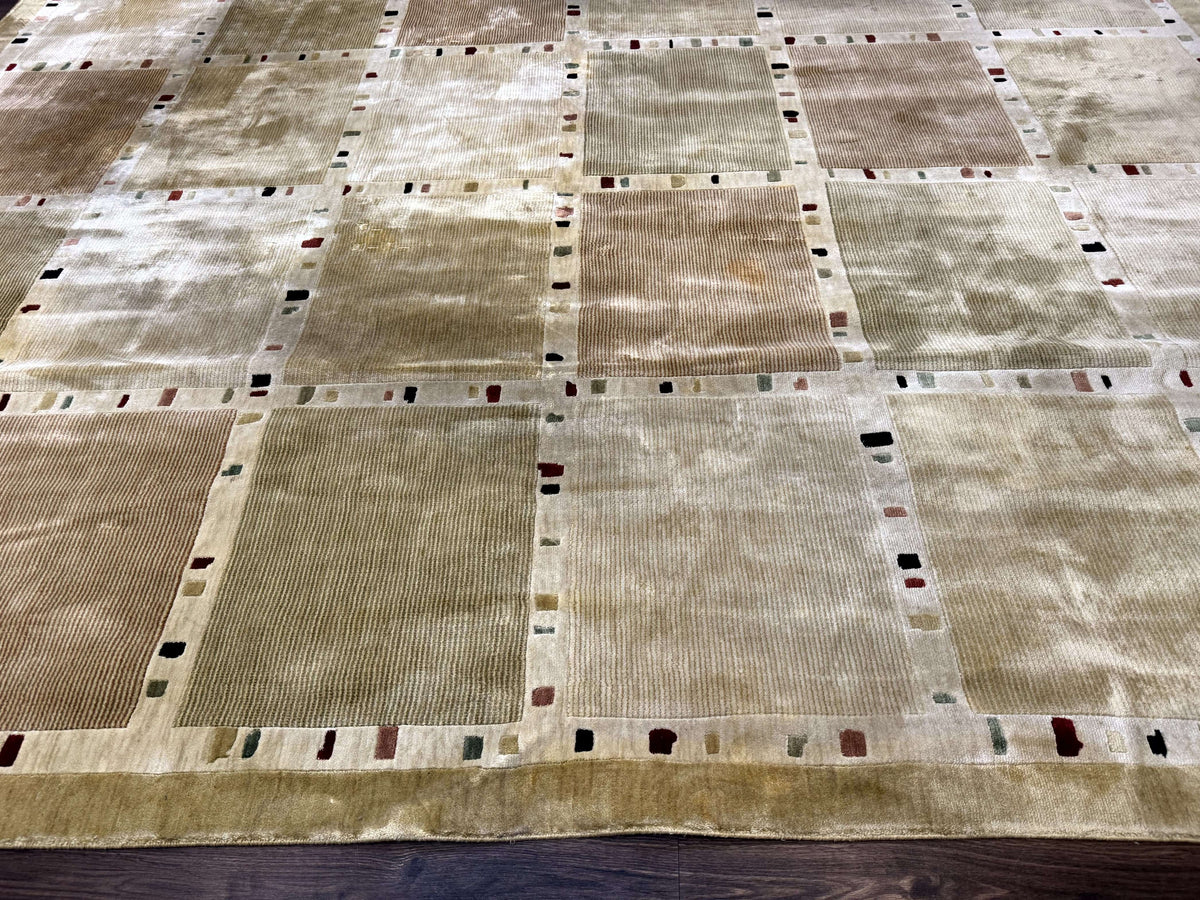Large Wool Rug 10x13, Panel Design, Modern Contemporary Carpet - Jewel Rugs, view 6