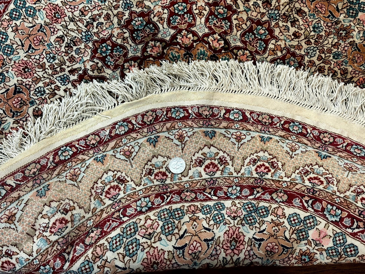 Round Silk Rug 3x3, Extremely Fine 580 KSPI, Sino Persian Round Handmade Carpet, Silk on Silk - Jewel Rugs, view 12