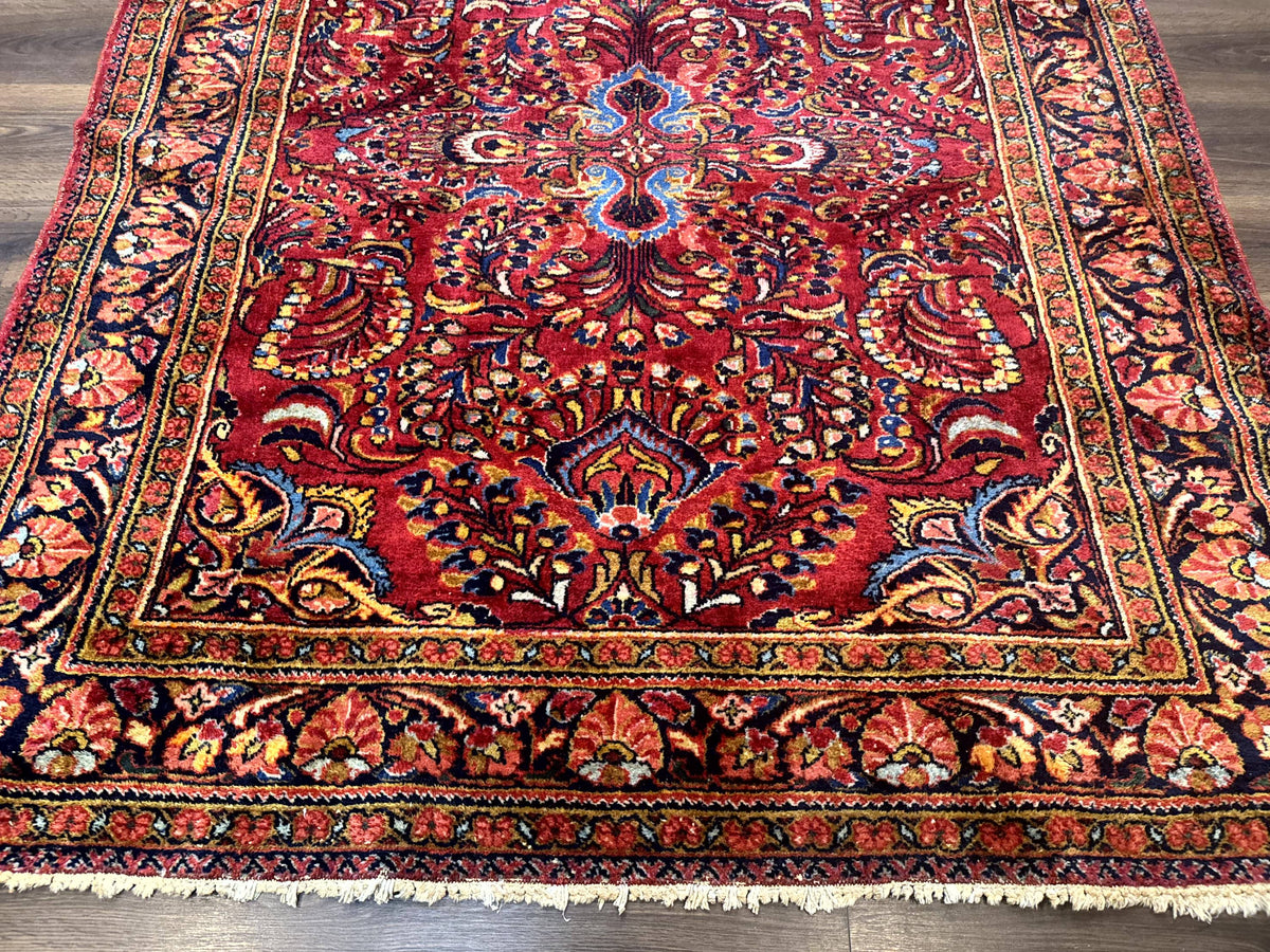 Persian Lilihan Rug 5x6, Red, Floral, Antique Persian Carpet - Jewel Rugs, view 6