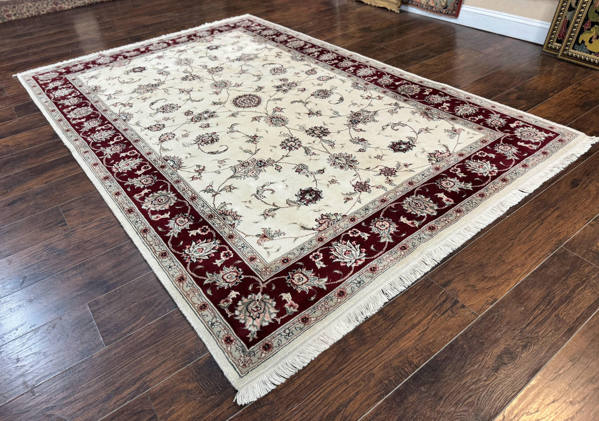 Ivory and Burgundy Pak Persian Rug 6x9 - Jewel Rugs, view 13