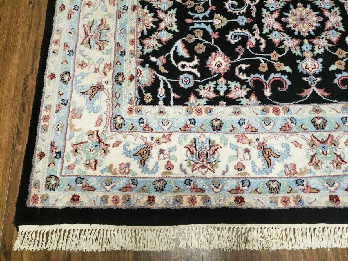 6' X 9' Handmade Indian Agra Wool Rug Carpet Vegetable Dyes Black - Jewel Rugs, view 8