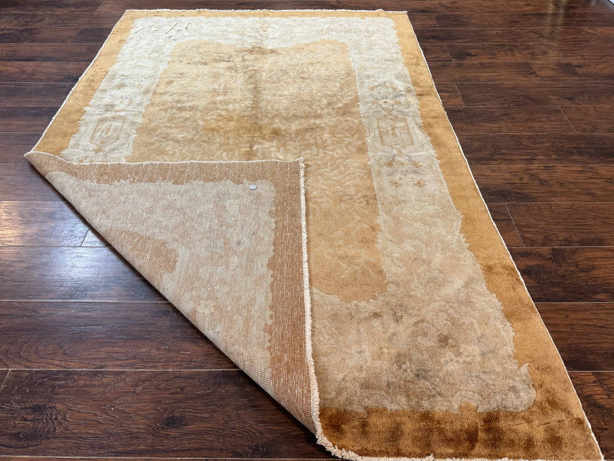 Chinese Peking Rug 5x7, Golden-Tan, Vintage Chinese Wool Carpet - Jewel Rugs, view 11