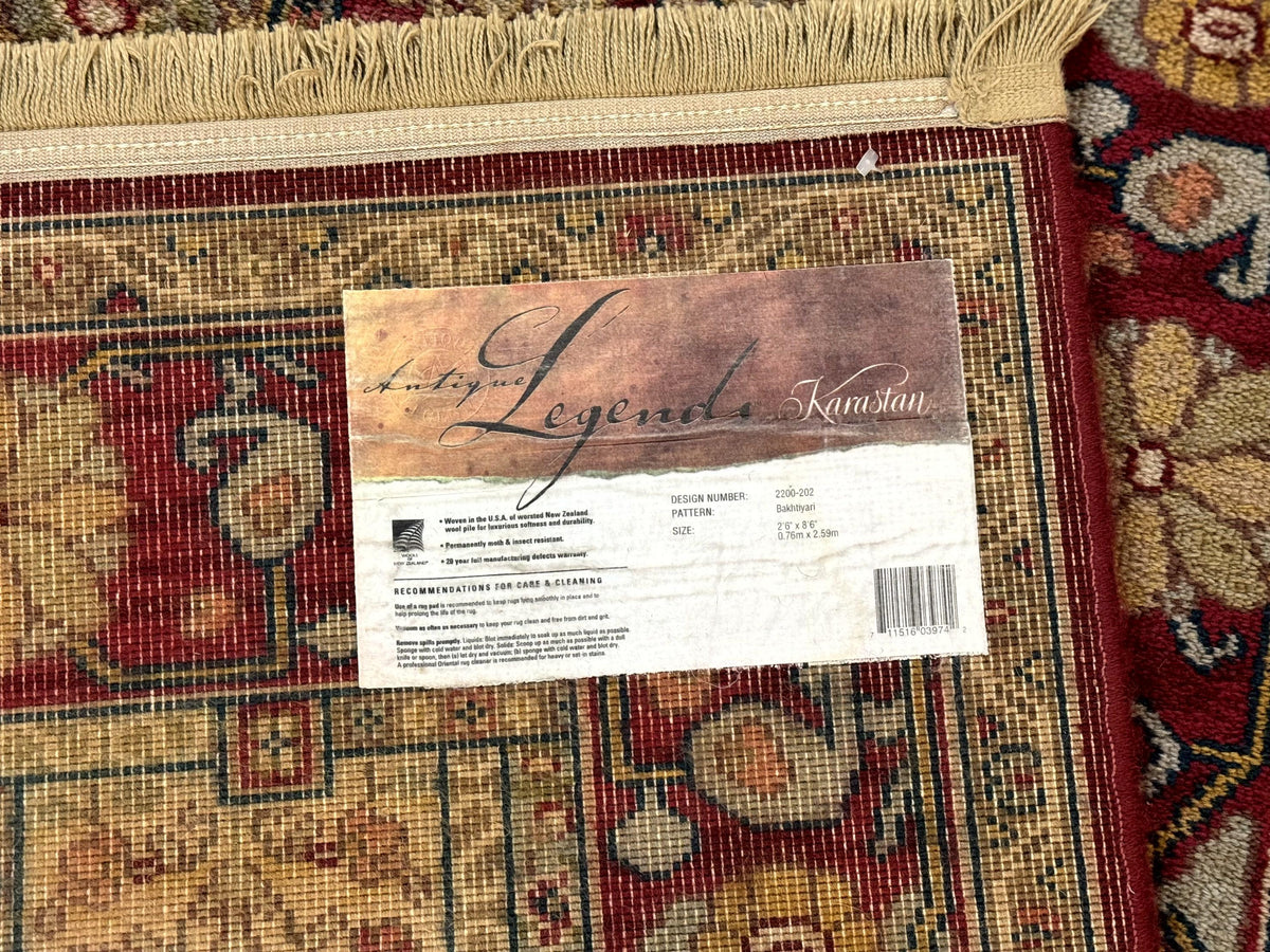 Karastan Runner Rug 2.6 x 8.6, Antique Legends Bakhtiari 2200, Vintage Wool Karastan Runner Rug, Panel Design - Jewel Rugs, view 11