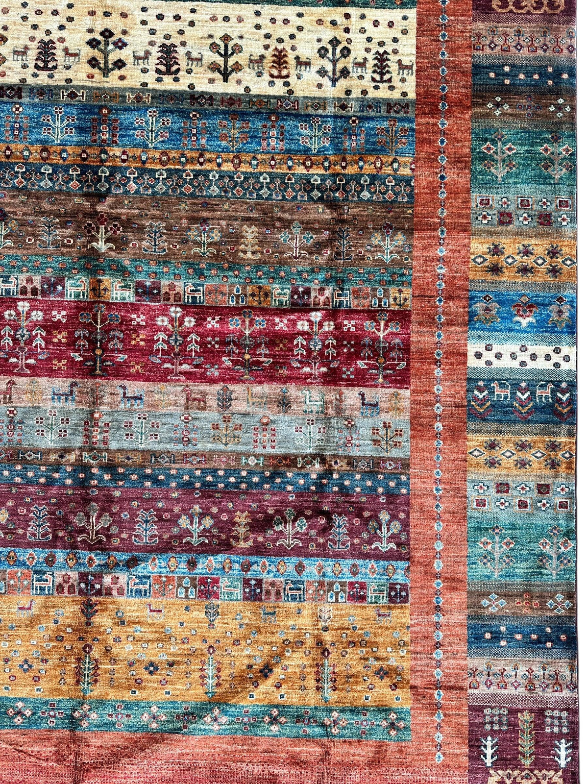 Afghan Ghazni Rug 7x10 | Red, Orange & Blue | Hand-Knotted Wool - Rugistan, view 6