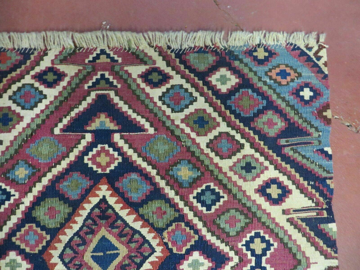 2' 1" X 4' 4" Antique Handmade Bagface Kilim Shirvan Caucasian Wool Rug Nice - Jewel Rugs, view 7