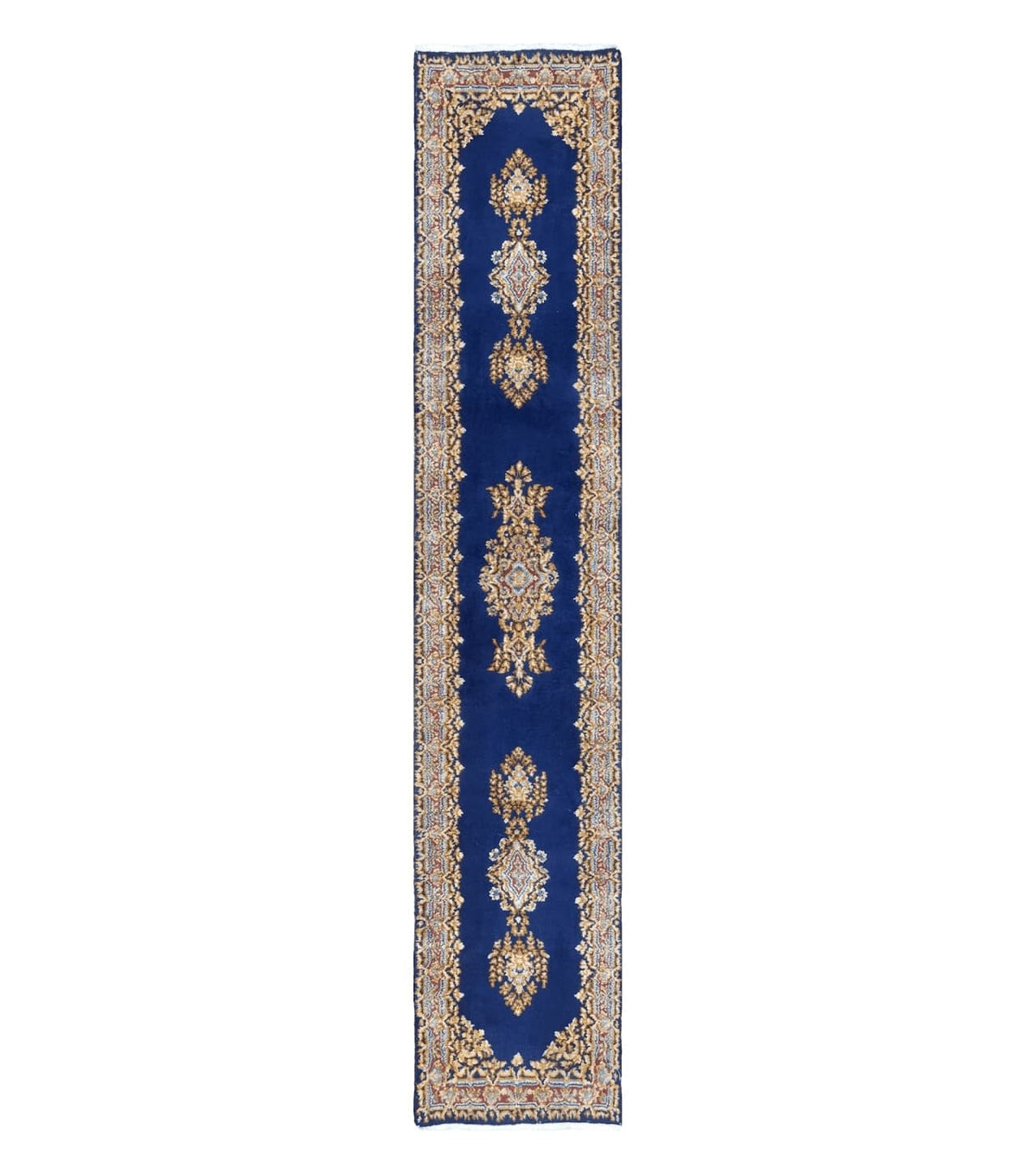 Semi Anique Dark Blue Persian Kerman Runner, 2'7" x 13'5" - Jewel Rugs